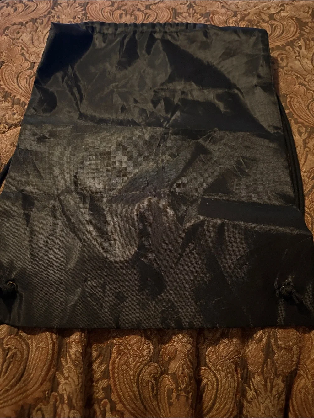 Balenciaga Black Drawstring Backpack with White Logo